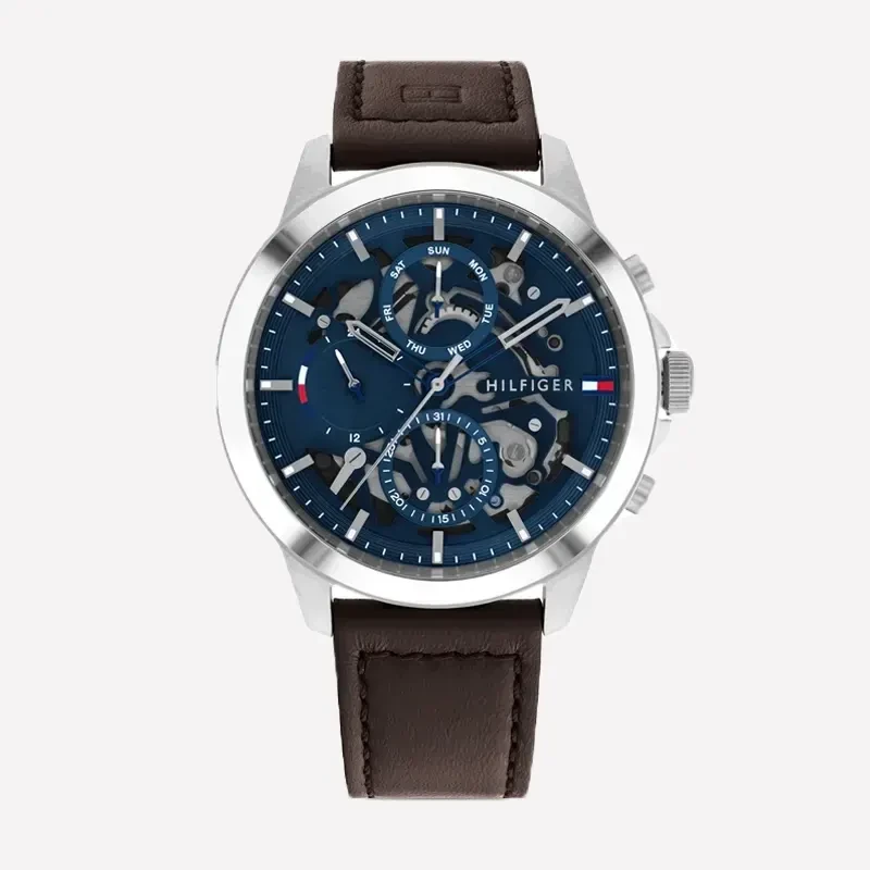 Tommy Hilfiger Henry Chronograph Blue Dial Leather Men's Watch- 1710476